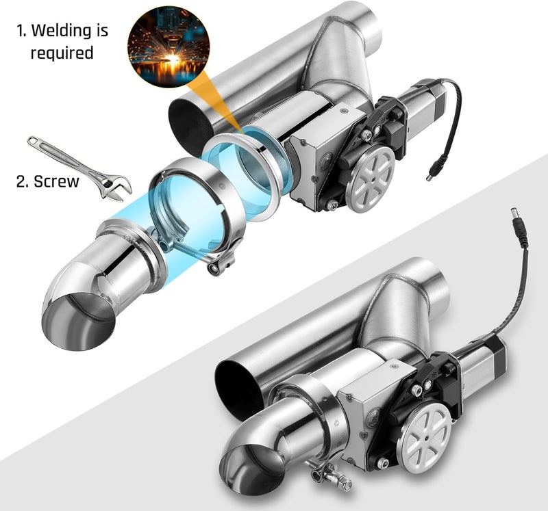 SPELAB Electric Exhaust Cutout 3.0 Inch with Elbow Muffler Exhaust Valve Kit with One Controller Remote Kit - Image 4